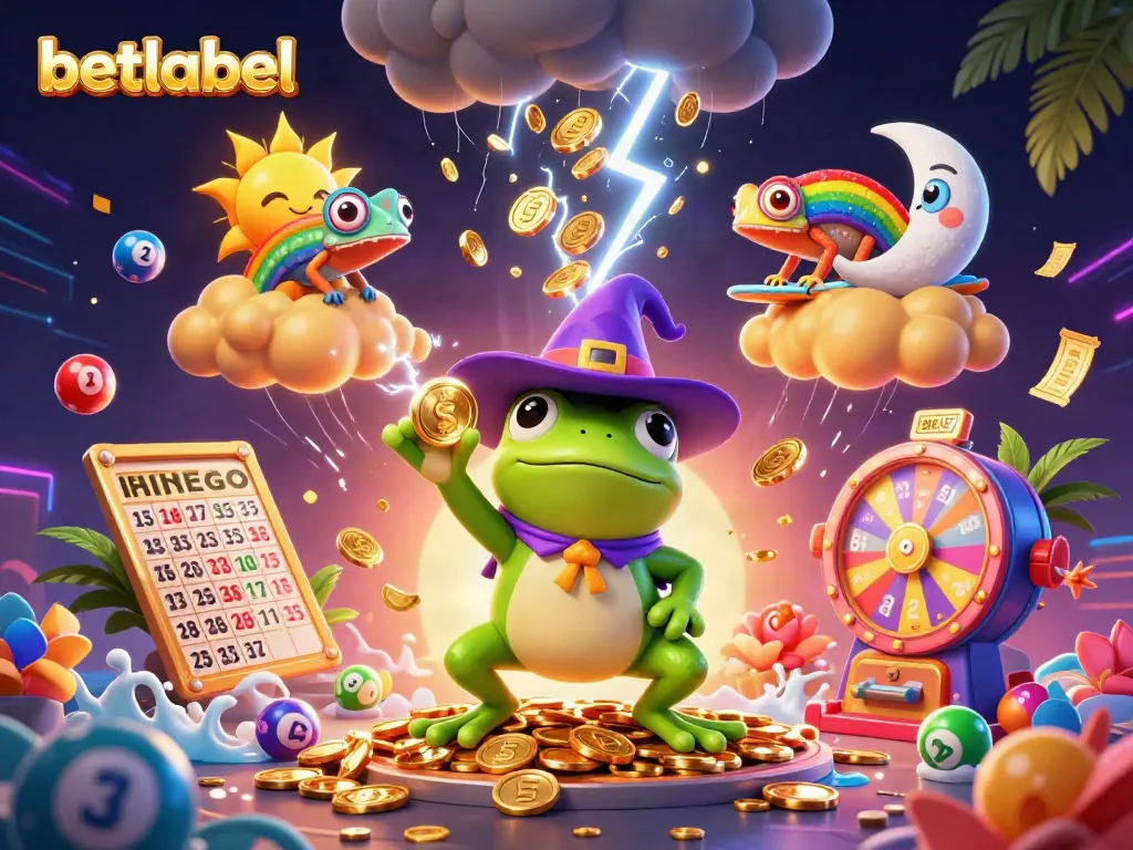 Betlabel showcases a vibrant casino atmosphere with winning magic from a storm of coins.